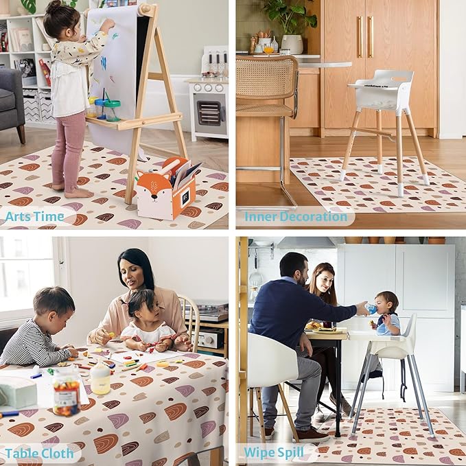 Blissful Diary Baby Splat Mat for Under High Chair, 50.4 x 50.4 Inch Wipeable - Image 6
