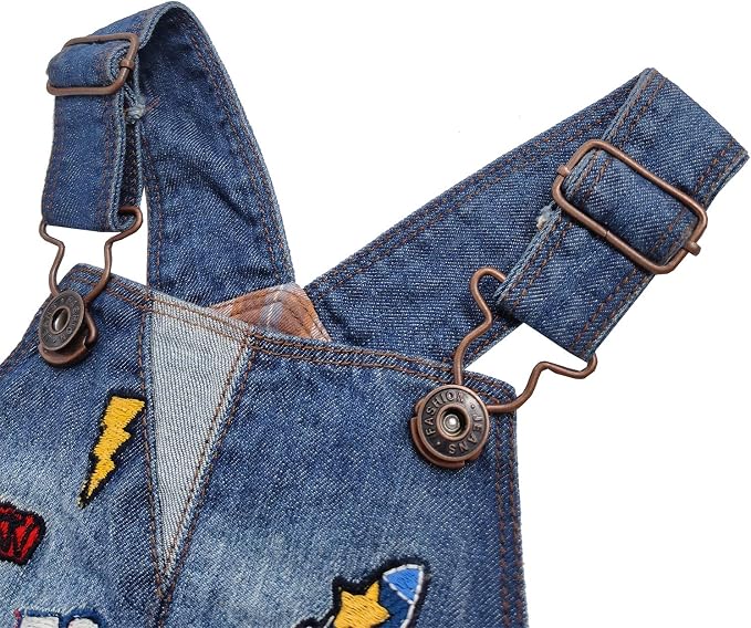 KIDSCOOL SPACE Baby Little Kids Cute Denim Embroidered Fashion Jean Overalls - Image 3
