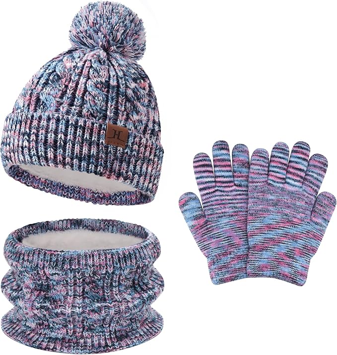 Kids Toddlers Winter Beanie Hats Gloves Neck Scarf Set Mittens Gifts by FZFANTASTICZONE