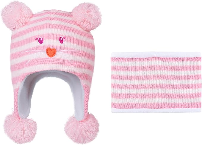 LANGZHEN Toddler Kids Infant Winter Hat, Earflap Knit Warm Cap Fleece Lined by LANGZHEN