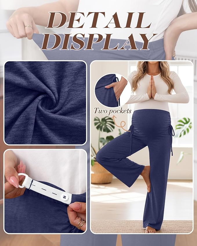 Neer 3 Pack Women's Maternity Pants Over The Belly Loose Pregnancy Pants - Image 4