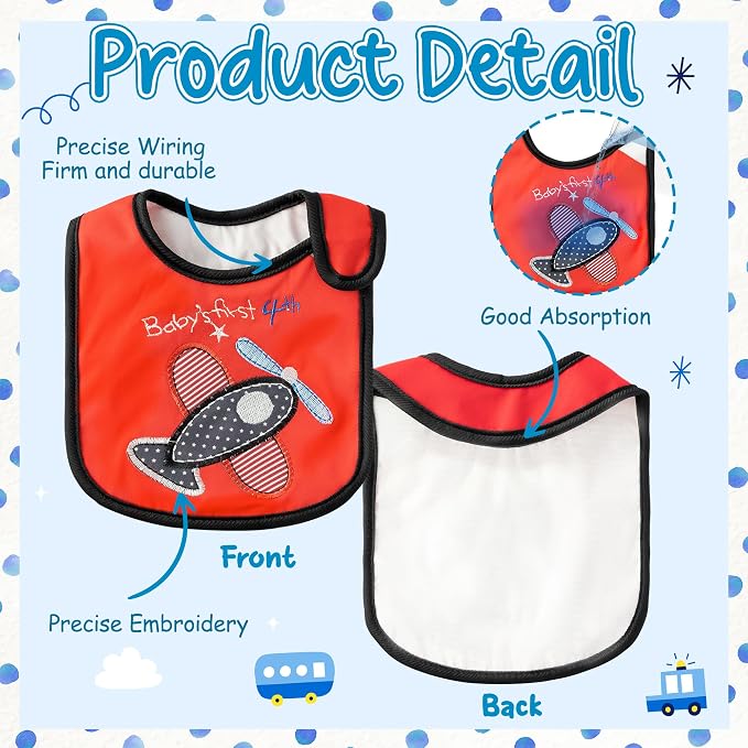 7Pcs Cotton Waterproof Baby Bibs Hook Loop Closure Newborn Bib Keepsake Baby - Image 3