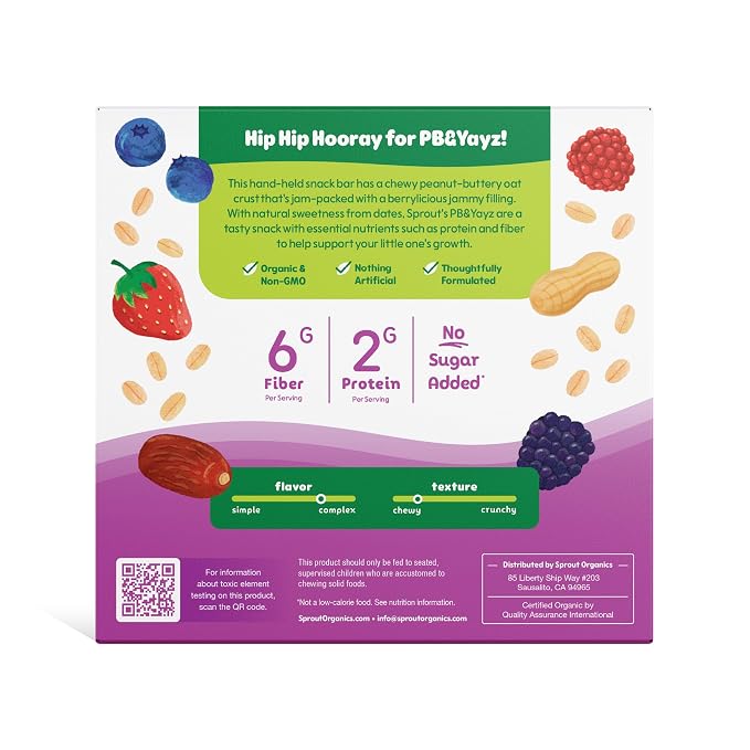 Sprout Organics, PB & Yayz Toddler Snack Bars, Mixed Berry & Peanut Butter - Image 4