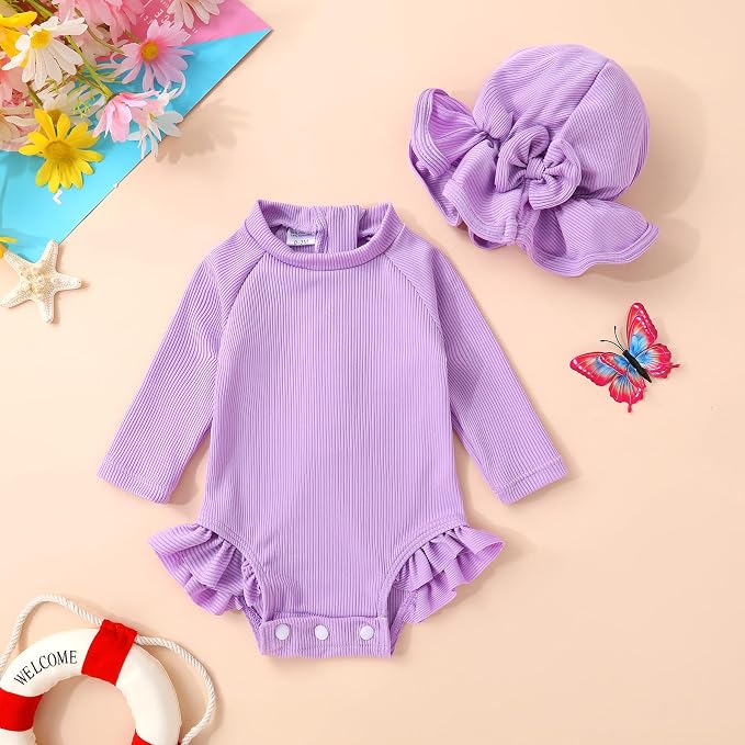 YOUNGER TREE Infant Baby Girls Swimsuit Long Sleeve Swimsuits One Piece - Image 2