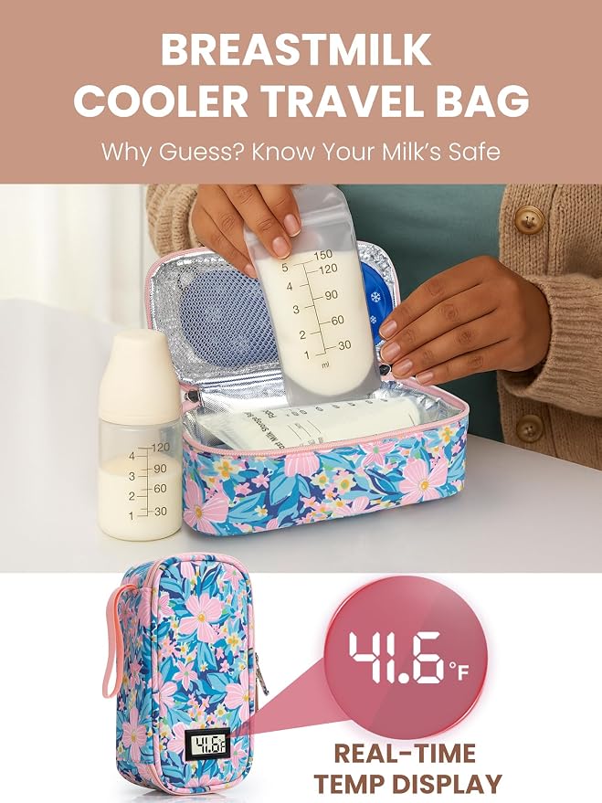 Breast Milk Cooler Travel Bag, Real-Time Temperature Display, Holds 4-6 - Image 2