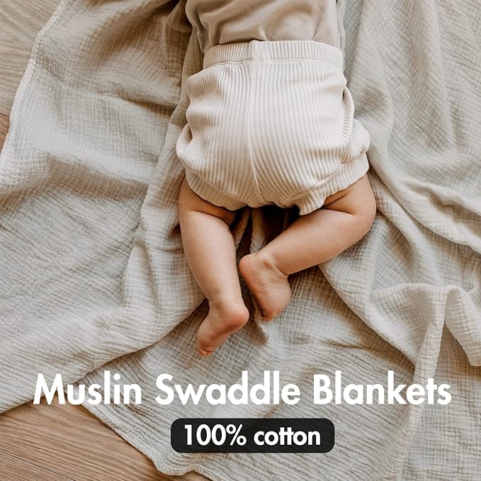 Muslin Swaddle Blankets for Newborn, 3 Pack Breathable Soft Receiving Blanket - Image 3