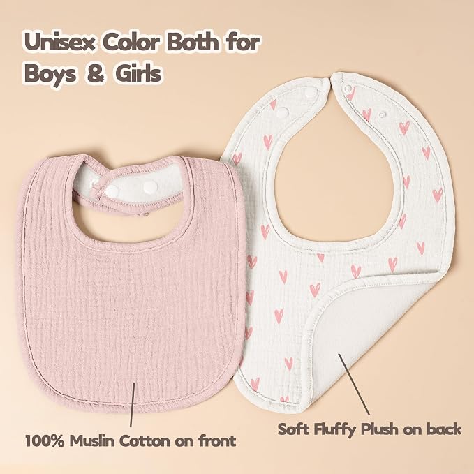 Susurration Muslin Baby Drool Bibs 6Pack Soft Square Adjustable Baby Bandana - Image 6