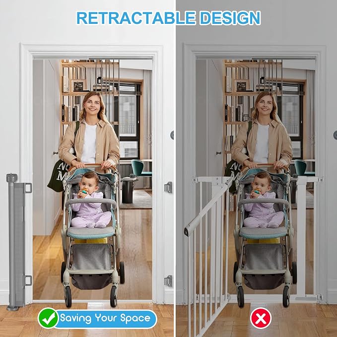 55 inch Retractable Baby Gates, EZIGO Extra Wide Baby Gate - Image 6