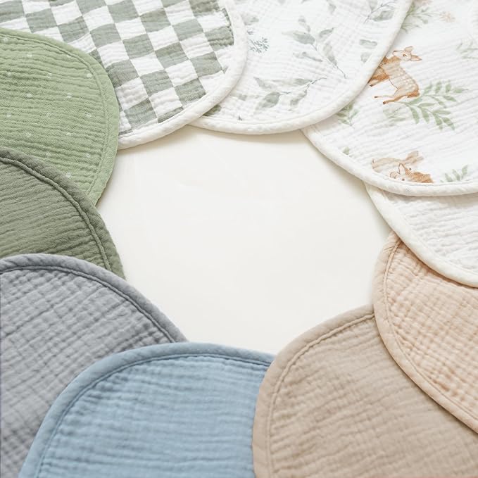 Konssy 10-Pack Muslin Baby Bibs, Soft Cotton Bandana Bibs - Image 7