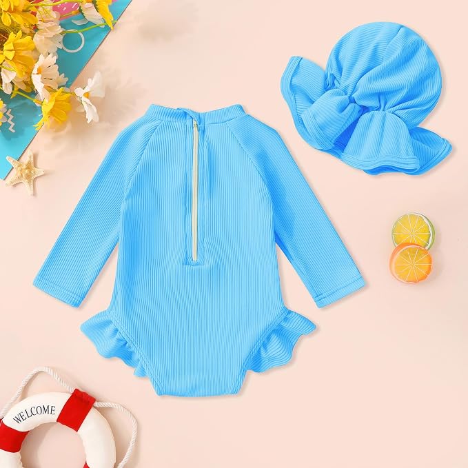 YOUNGER TREE Infant Baby Girls Swimsuit Long Sleeve Swimsuits One Piece - Image 3