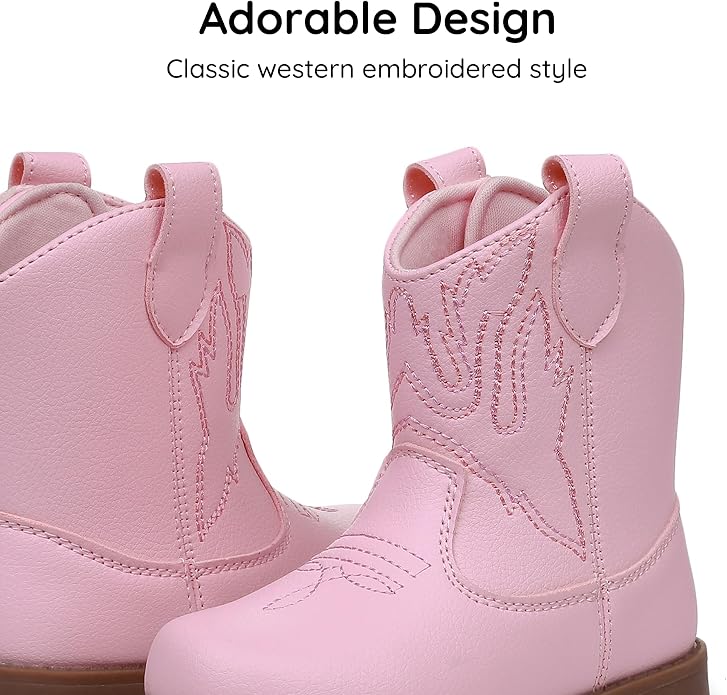 Blikcon Toddler Cowboy Boots for Boys Girls Baby Infant Cowgirl Boots Round Toe - Image 3