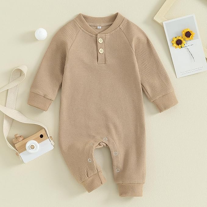 Kuriozud Newborn Infant Unisex Baby Boy Girl Clothes Button Romper Jumpsuit - Image 2