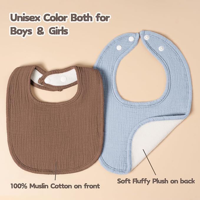 Susurration Muslin Baby Drool Bibs 6Pack Soft Square Adjustable Baby Bandana - Image 6