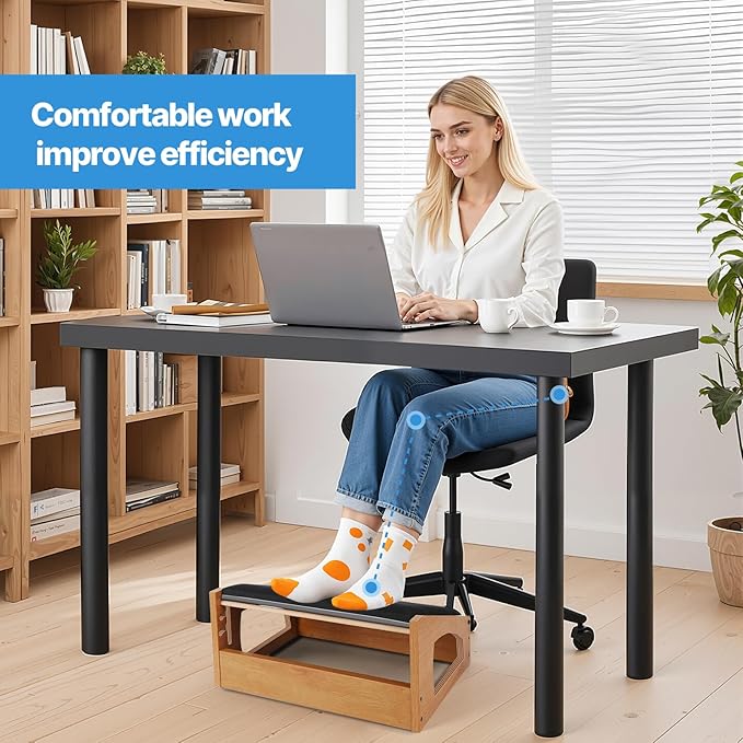 Ergonomic Foot Rest, 4 Adjustable Height Foot Stool, Footrest Under Desk， Soft - Image 3