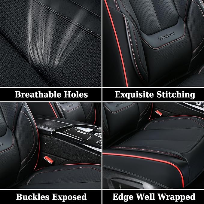 Coverado Universal Seat Covers Front, Waterproof Nappa Leather Car Seat Covers - Image 6