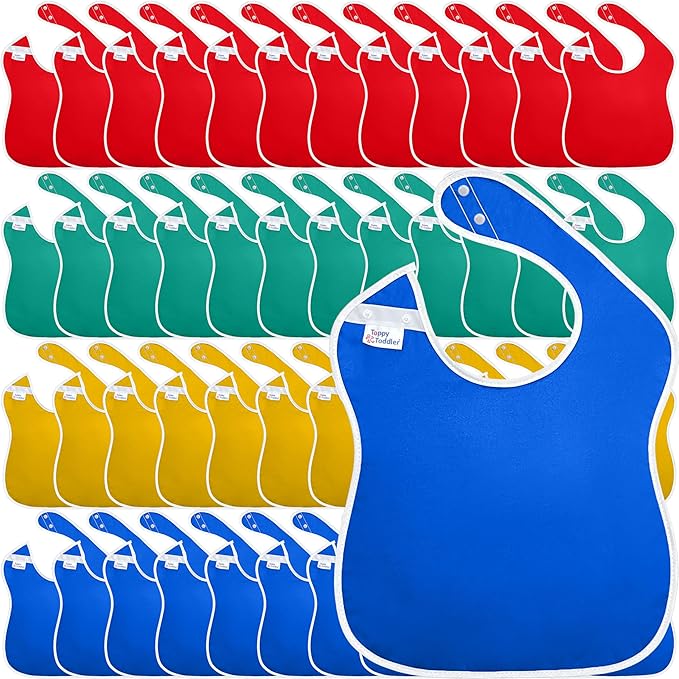Large Waterproof Bibs Primary Collection by ToppyToddlerUSA