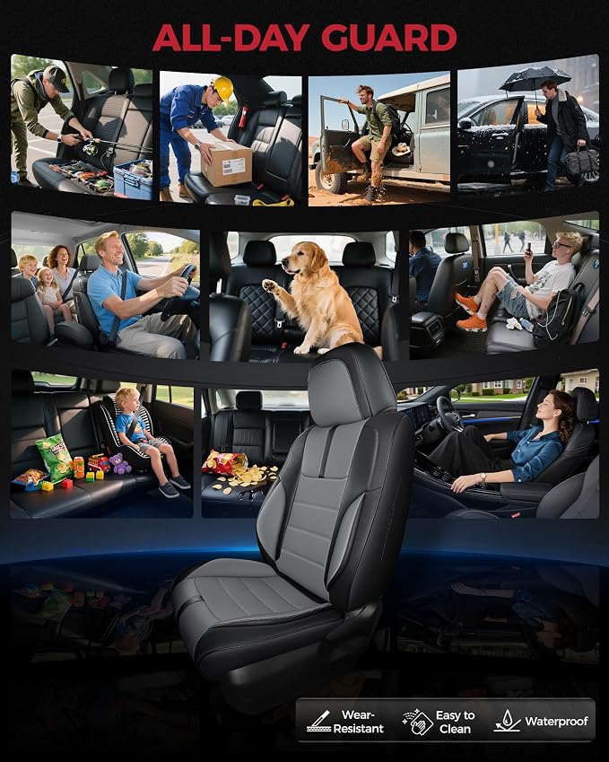 FREESOO Black Gray Front Car Seat Covers - Image 4