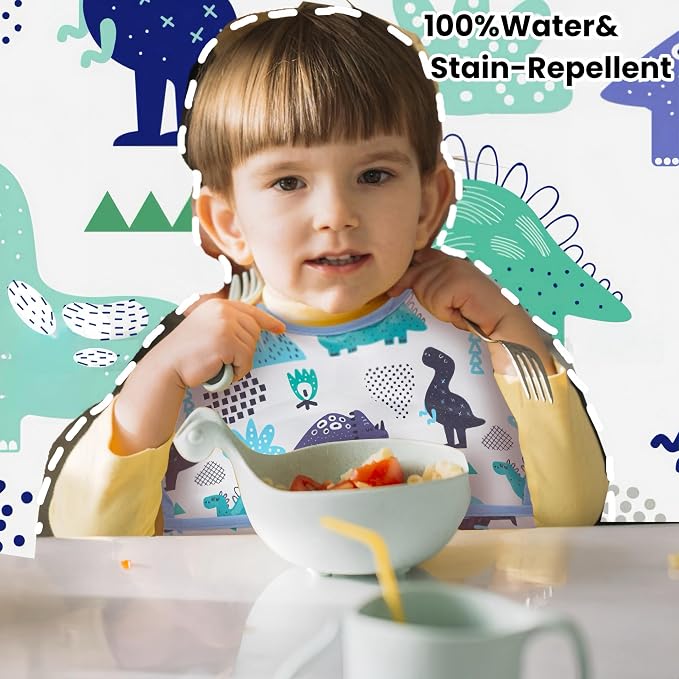 TSD Baby Bibs Waterproof Feeding Bibs 5pack Adjustable Mealtime Poctet Bib - Image 2
