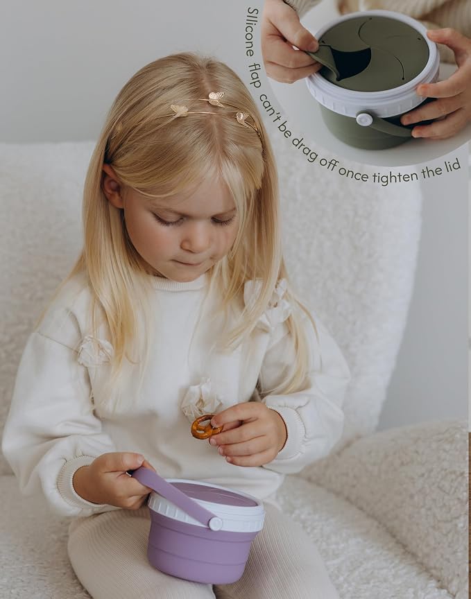 No Spill Silicone Toddler Snack Containers, Detachable Silicone Flap - Image 5