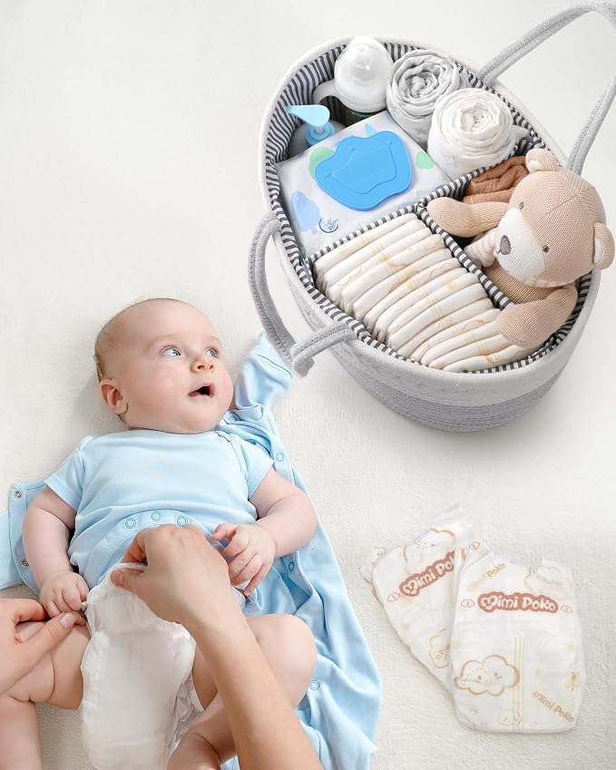 Maliton Diaper Caddy Organizer for Baby Boy- Cotton Rope for Changing Table - Image 5