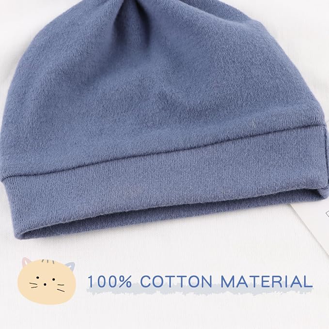 JANGANNSA Newborn Baby Hat Infant Baby Boys Beanie Top Knot Stretchy Hats - Image 4