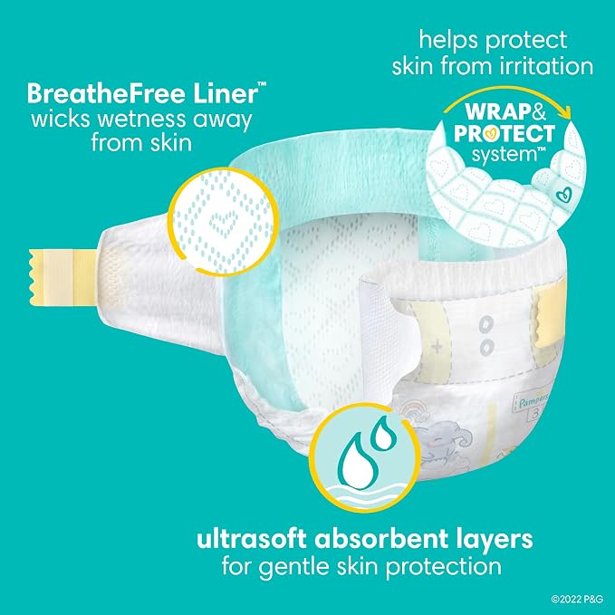 Pampers Baby Diapers and Wipes Starter Kit, Swaddlers Disposable Sizes 1 & 2 - Image 5