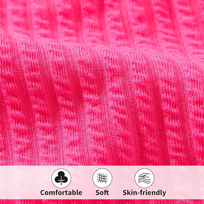 HAPPYMA Baby Swimsuit Toddler Girl Bathing Suit Summer Solid Color Bikini Set - Image 6