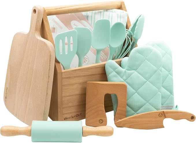 WeeSprout Little Chef Kids Cooking & Baking Set, 14 Piece Cooking Set by WeeSprout