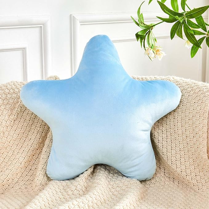 Blue Star Throw Pillow, Cute Star Pillow Room Decor, Soft 19.6" Star Shaped by XVTRU