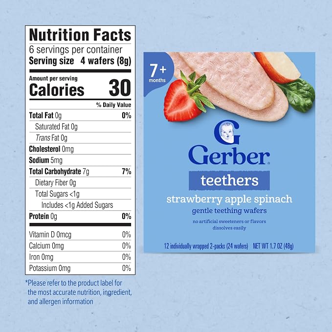 Gerber Teethers, Strawberry Apple Spinach Gentle Teething Wafers, Baby Teething - Image 2