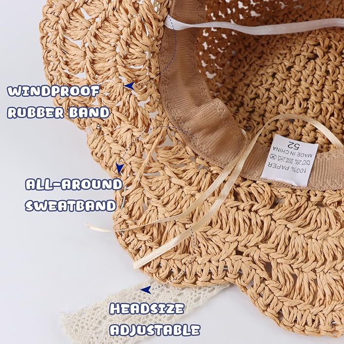 Baby Girl Straw Hat Outdoor Baby Sun Protection Hats Summer Bowknot Beach Cap - Image 5