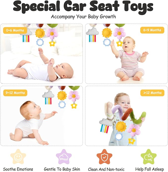 Stuffed Spiral Baby Car Seat Toys, Best Newborn, Soft Infant Essentials Must - Image 7