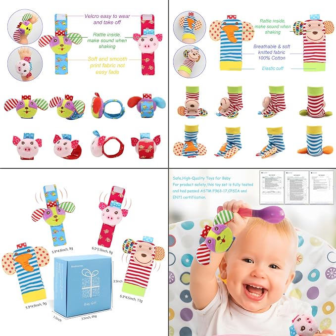 Soft Baby Rattle Toys Foot Finder Socks Wrists Rattles, Ankle Leg Hand Arm - Image 5