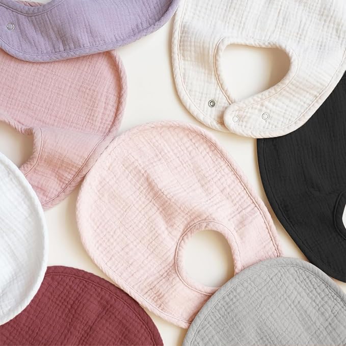 Konssy Muslin Baby Bibs 8 Pack Baby Bandana Drool Bibs Cotton - Image 6
