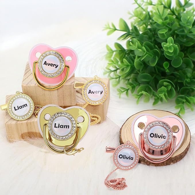 Personalized Pacifier with Name, Customized Pacifier Clip Set with Gift Box - Image 5