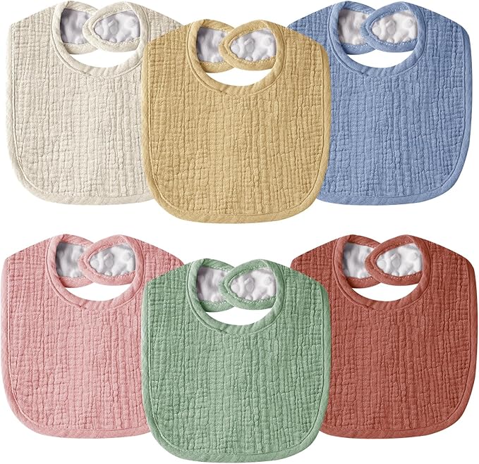 Muslin Baby Bibs for Unisex Boys Girls, Cotton Drool Bibs, Adjustable Newborn by WRRERNSIN