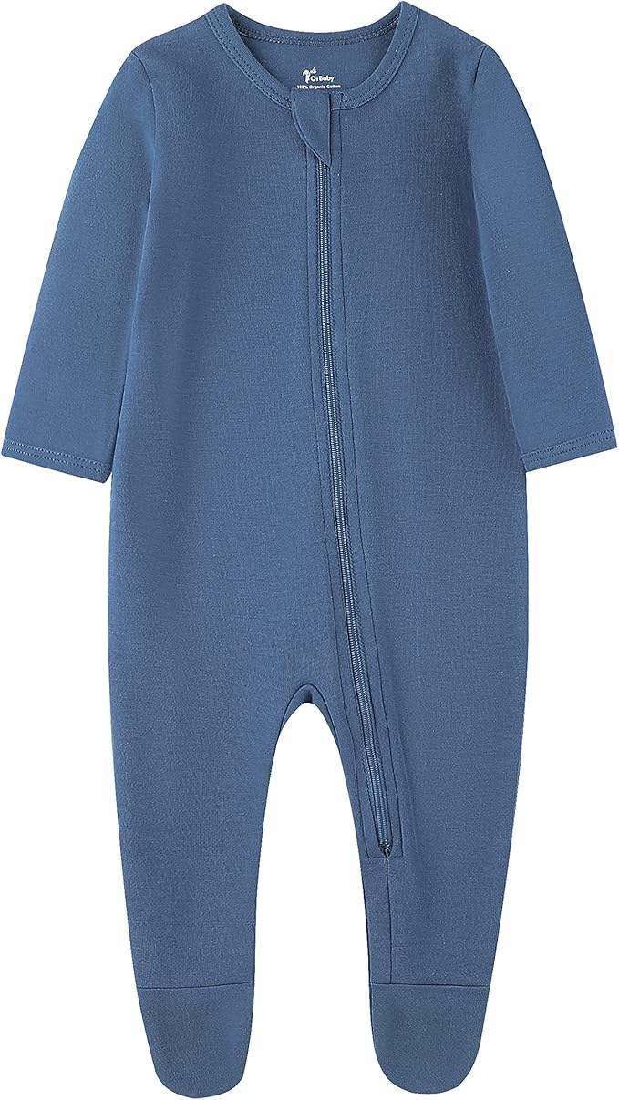 O2 BABY Baby Boys Girls Organic Cotton Zip-Front Sleeper Pajamas, Footed Sleep by O2BABY