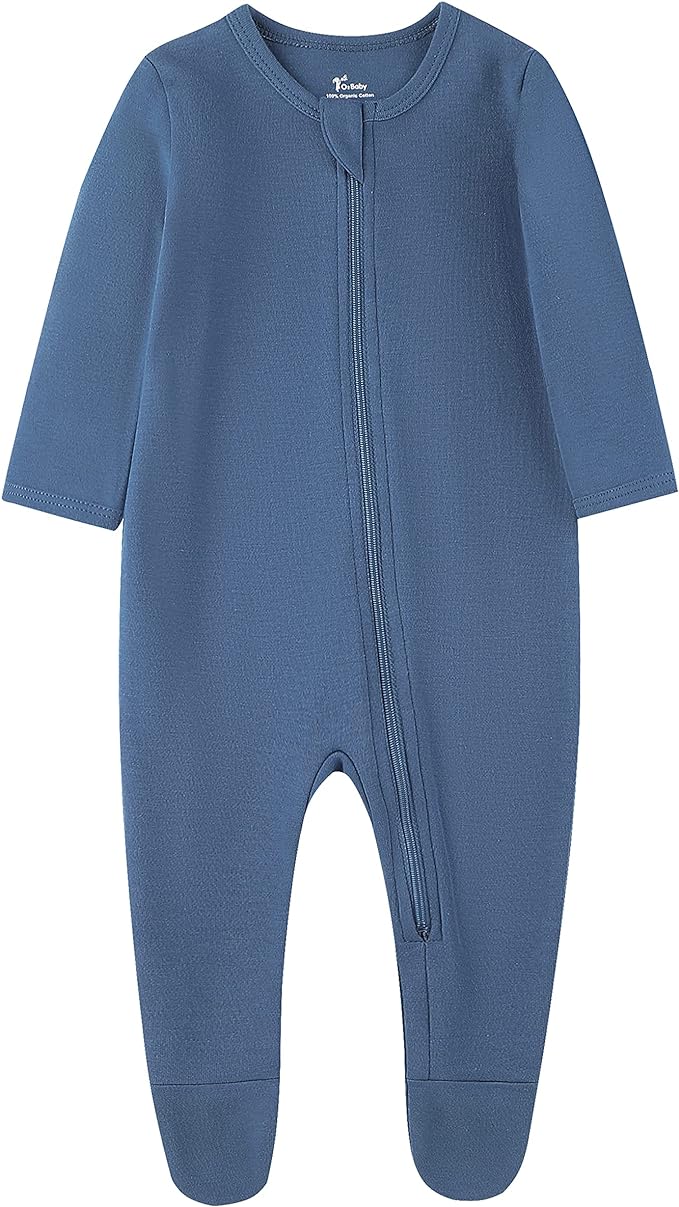 O2 BABY Baby Boys Girls Organic Cotton Zip-Front Sleeper Pajamas, Footed Sleep by O2BABY