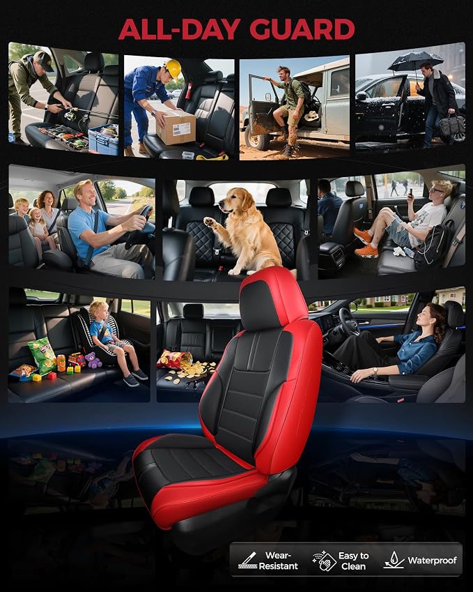 FREESOO Red Black Car Seat Covers Full Set - Image 4
