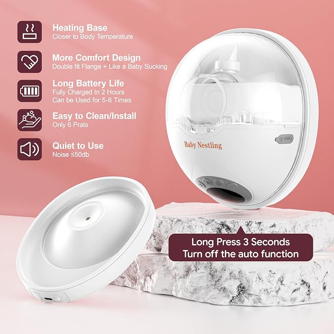 Breast Pump Hands Free, Smart Heated Base Promotes Milk Production, 40dB Quiet - Image 3
