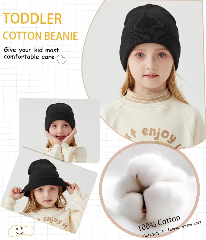 ROYBENS 100% Cotton Baby Beanie Cute Toddler Winter Hat Boys Girls Kids Soft - Image 4