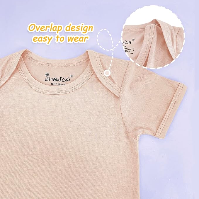 Jimonda Baby Bodysuits Rayon from Bamboo Short Sleeve Baby Boys Girls Rompers - Image 5