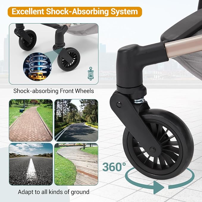 Lightweight Baby Travel Stroller – Compact & Airplane-Friendly Design, One-Hand - Image 2