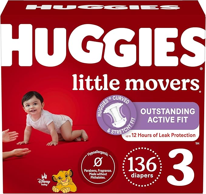 Huggies Size 3 Diapers, Little Movers Baby Diapers, Size 3, Packaging May Vary by Huggies%C2%AE