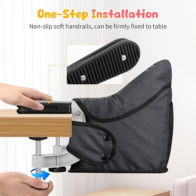 Toogel Hook On High Chair with Removable Dining Tray, Folding Portable Clip on - Image 3