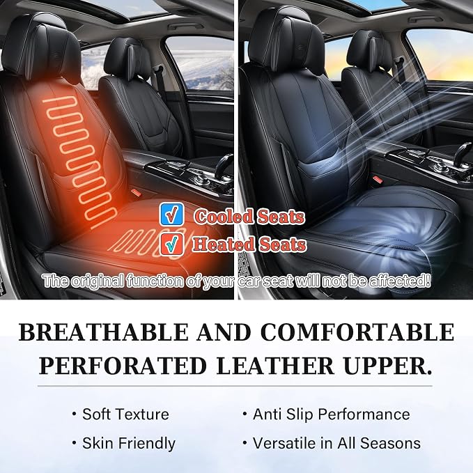 Coverado Universal Seat Covers Front, Waterproof Nappa Leather Car Seat Covers - Image 6