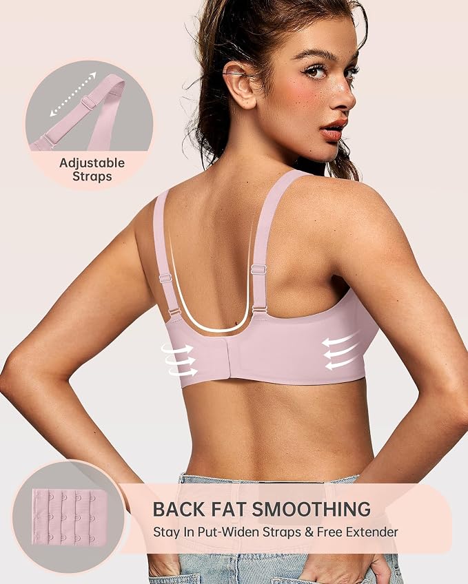 OEAK Womens Deep V Bras Wireless Comfortable Bra Supportive No Underwire Bras - Image 3