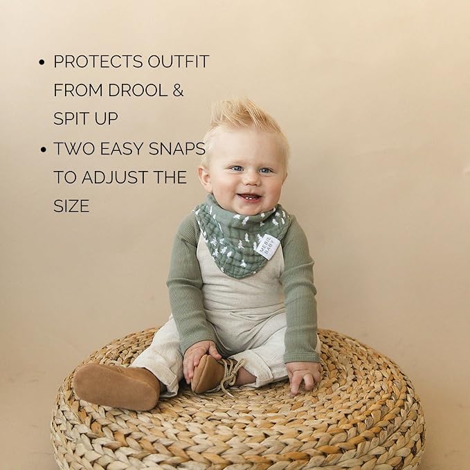 Mebie Baby Muslin Cotton Bib, 3 pack, Baby Bib Set - Image 4