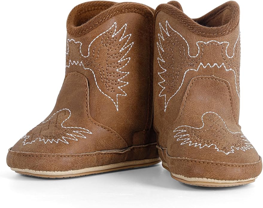 MK MATT KEELY Leather Western Boots Cowboy Bootie Soft Sole Non-Slip Crib Shoes - Image 2