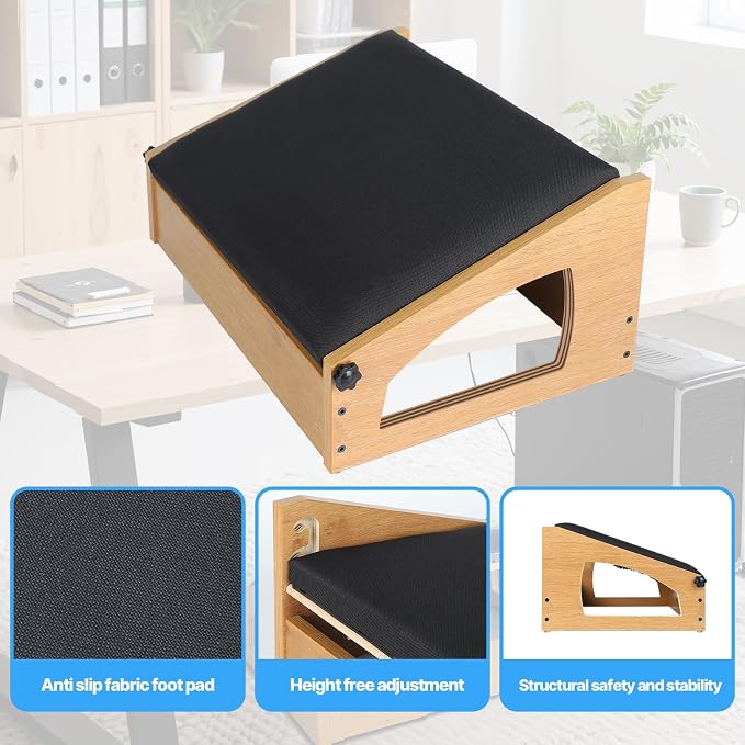 Ergonomic Foot Rest, 4 Adjustable Height Foot Stool, Footrest Under Desk， Flip - Image 7